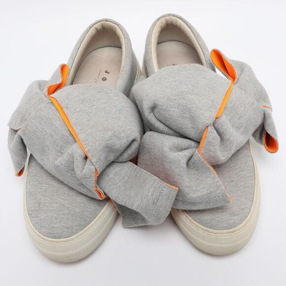 Joshua Sanders Grey Knit Fabric Bow Slip On Sneakers Size 38 - Picture 3 of 7